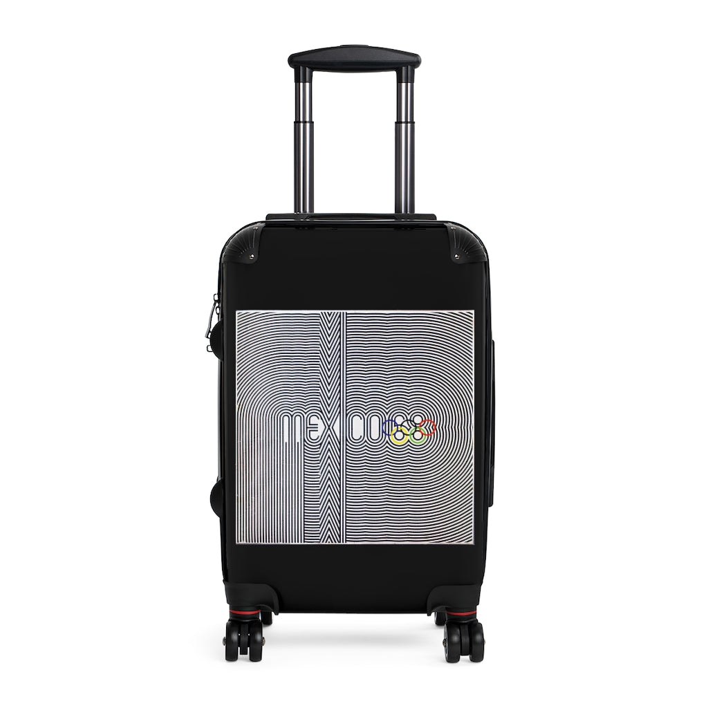 Getrott Mexico Olympics 1983 World Classic Poster Black Cabin Suitcase Inner Pockets Extended Storage Adjustable Telescopic Handle Inner Pockets Double wheeled Polycarbonate Hard-shell Built-in Lock
