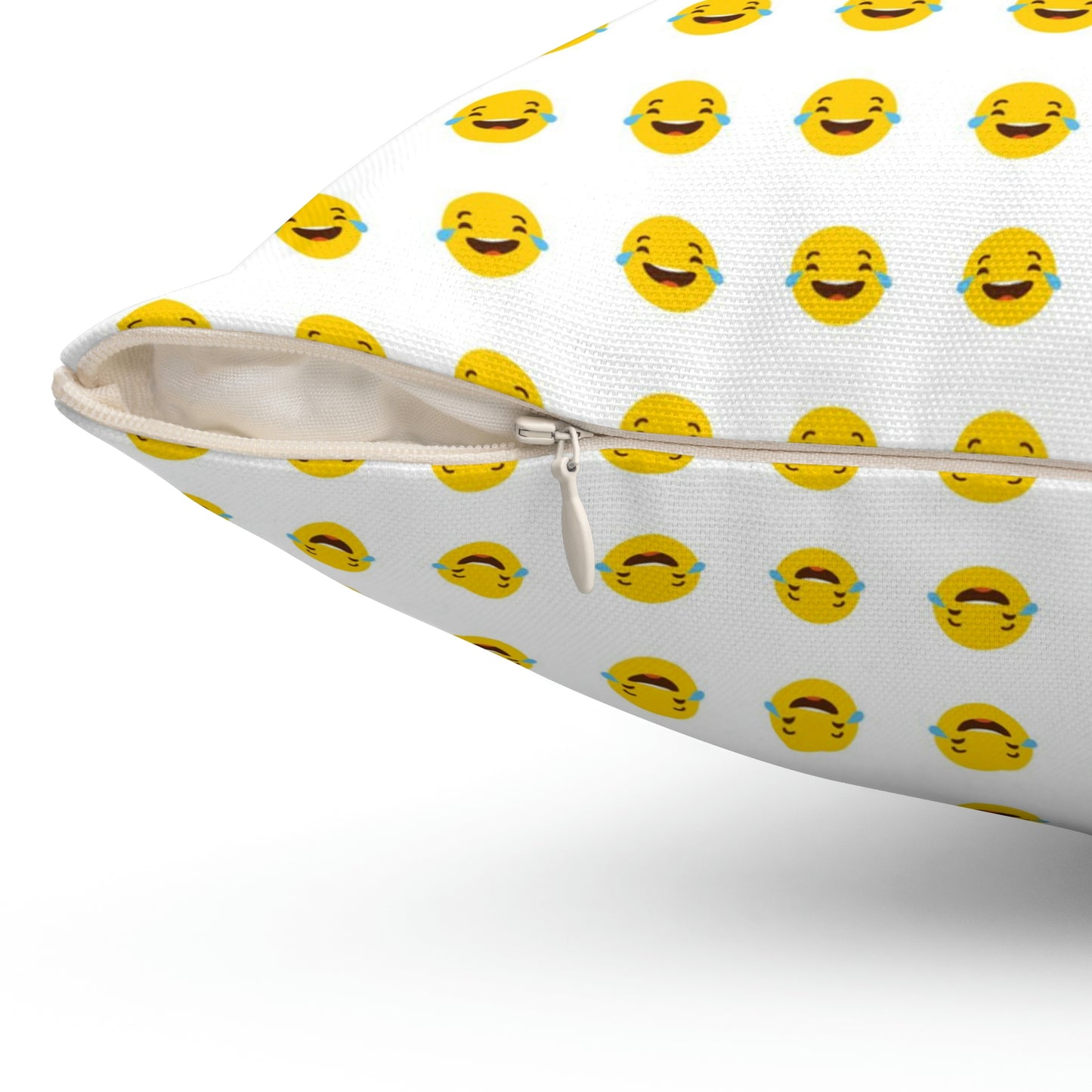 Geotrott Emojis Face With Tears Of Joy White Spun Polyester Square Pillow