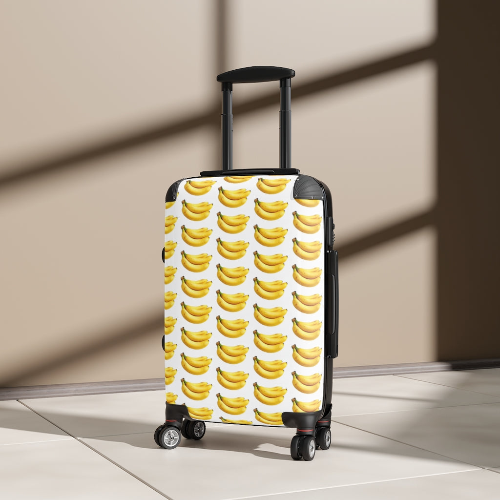 Getrott Banana Fruit Print Pattern Cabin Suitcase Extended Storage Adjustable Telescopic Handle Double wheeled Polycarbonate Hard-shell Built-in Lock-Bags-Geotrott