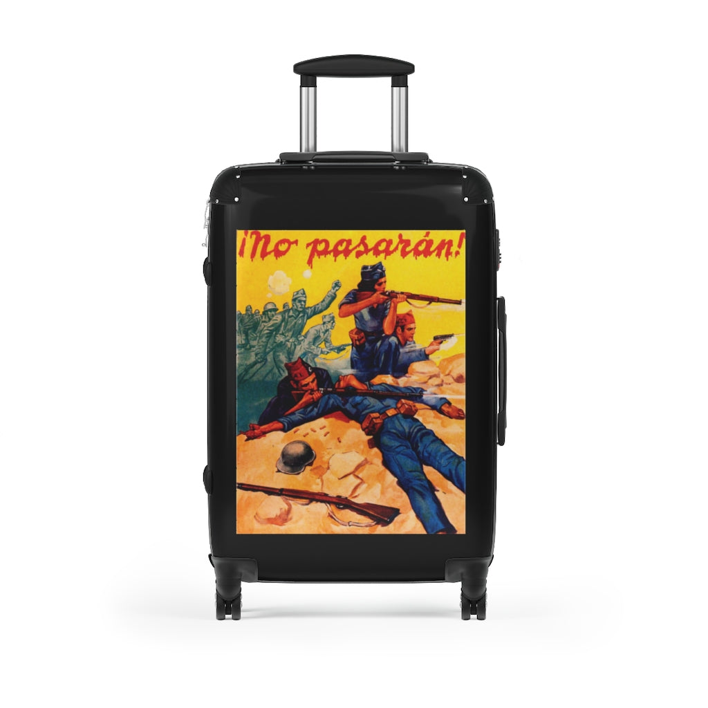 Getrott No Pasaran Spanish Civil War World Classic Poster Black Cabin Suitcase Extended Storage Adjustable Telescopic Handle Double wheeled Polycarbonate Hard-shell Built-in Lock-Bags-Geotrott