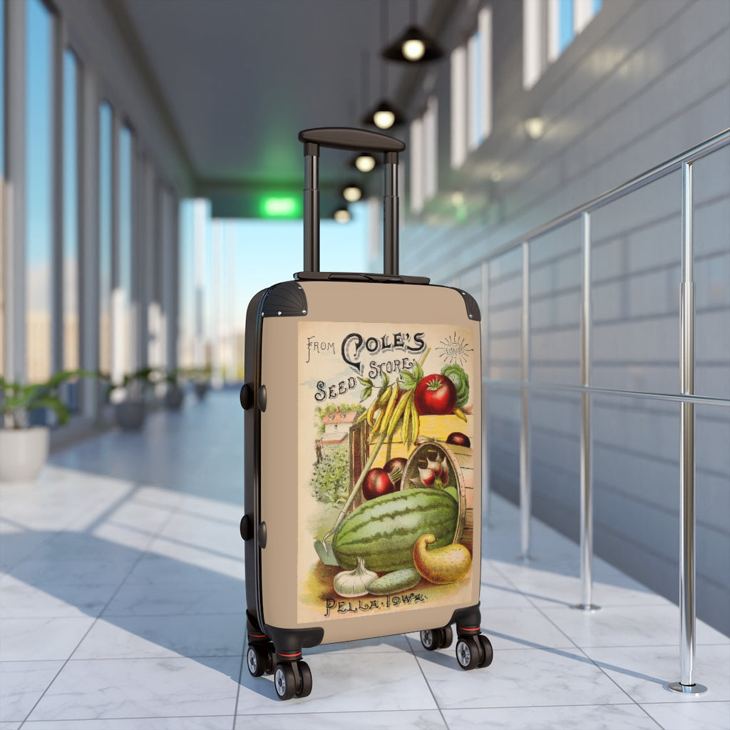 Getrott Coles Seed Store Pella Iowa Farm Collection Cabin Suitcase Inner Pockets Extended Storage Adjustable Telescopic Handle Inner Pockets Double wheeled Polycarbonate Hard-shell Built-in Lock