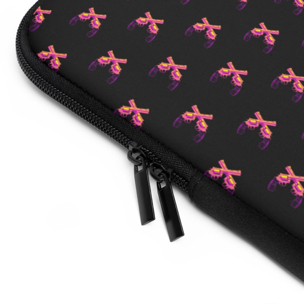 Geotrott Pink Magnum Guns Pattern Black Laptop Sleeve