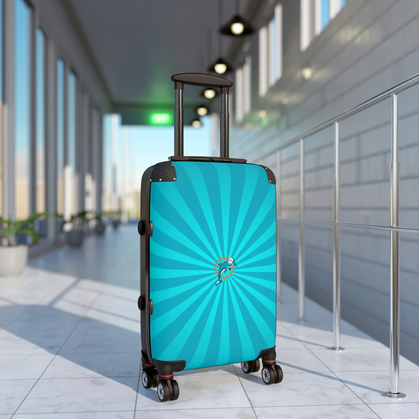 Geotrott Miami Dolphins National Football League Nfl Team Logo Cabin Suitcase Rolling Luggage Checking Bag