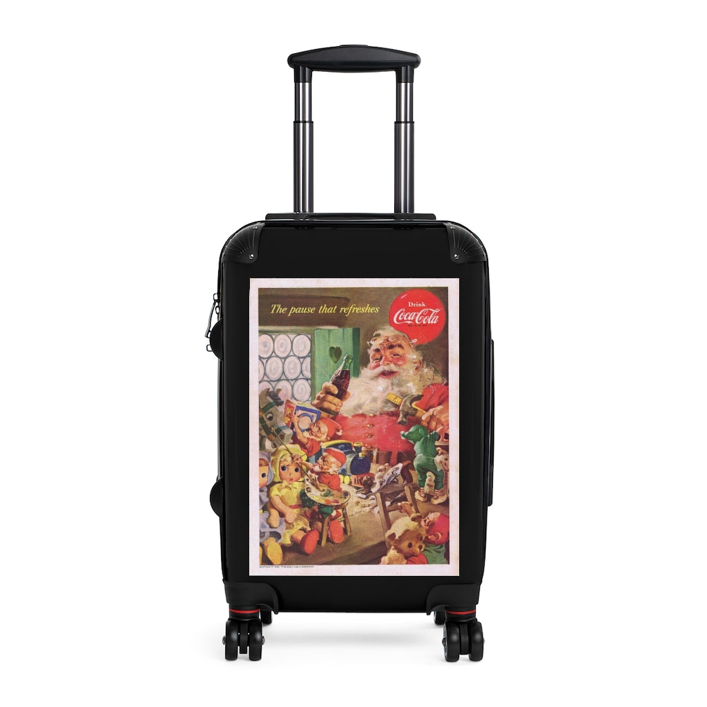 Getrott Classic Coca Cola Santa Claus World Classic Poster Black Cabin Suitcase Extended Storage Adjustable Telescopic Handle Double wheeled Polycarbonate Hard-shell Built-in Lock-Bags-Geotrott
