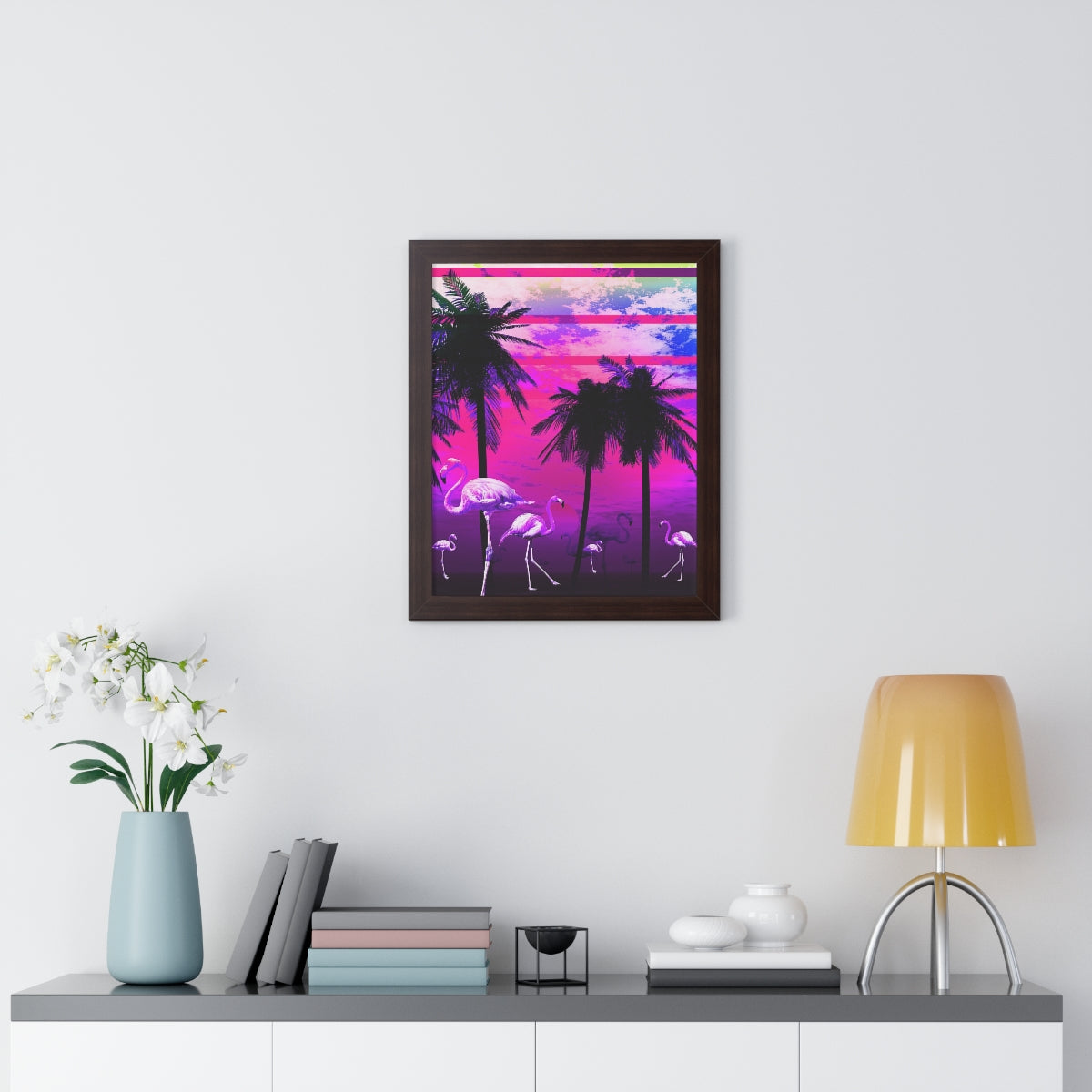 Getrott Pink Beach Flamingo Sunset Framed Paper Posters LexJet Premium 200 gsm paper-Poster-Geotrott