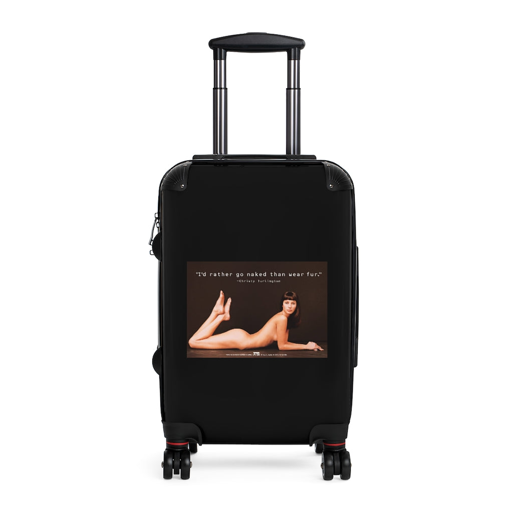Getrott I'd rather go naked than wear fur Christy Turlington Peta World Classic Poster Black Cabin Suitcase Extended Storage Adjustable Telescopic Handle Double wheeled Polycarbonate Hard-shell Built-in Lock-Bags-Geotrott