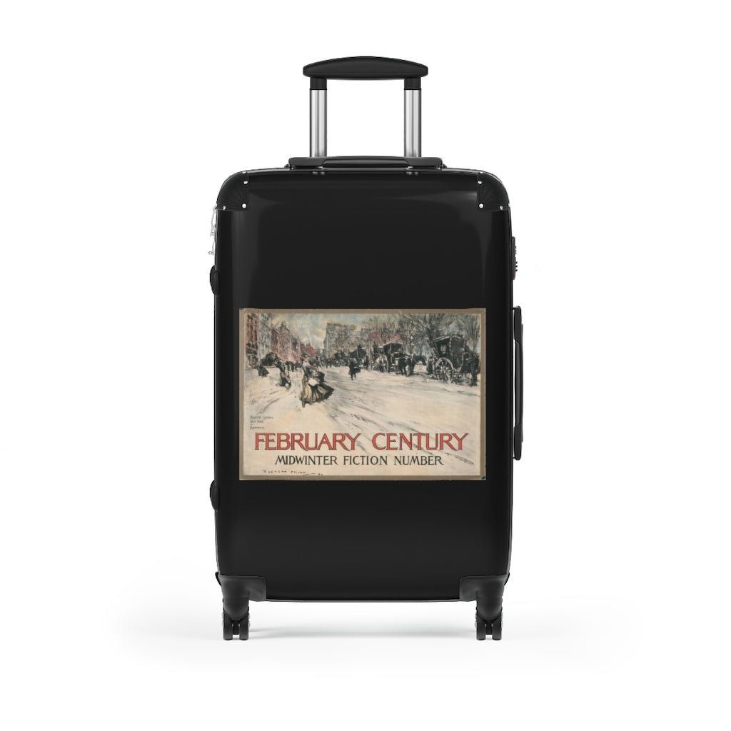 Getrott February Century Midcentury Fiction Number World Classic Poster Black Cabin Suitcase Extended Storage Adjustable Telescopic Handle Double wheeled Polycarbonate Hard-shell Built-in Lock-Bags-Geotrott