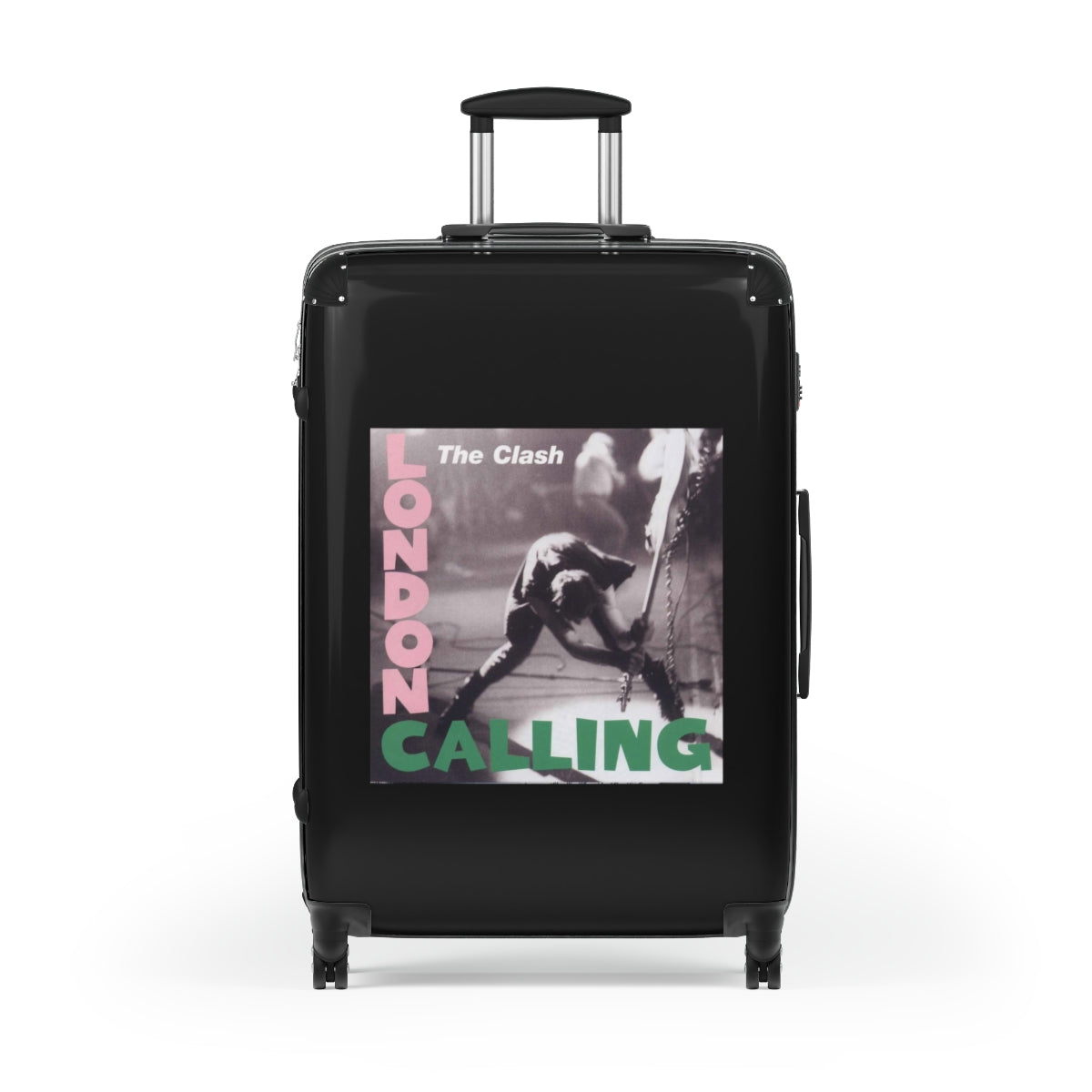 Geotrott The Clash London Calling 1979 Black Cabin Suitcase Extended Storage Adjustable Telescopic Handle Double Wheeled Polycarbonate Hard Shell Built In Lock