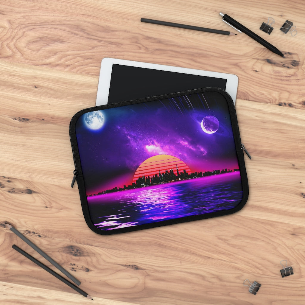Getrott Space City Sunset Purple Black Laptop Sleeve-Laptop Sleeve-Geotrott