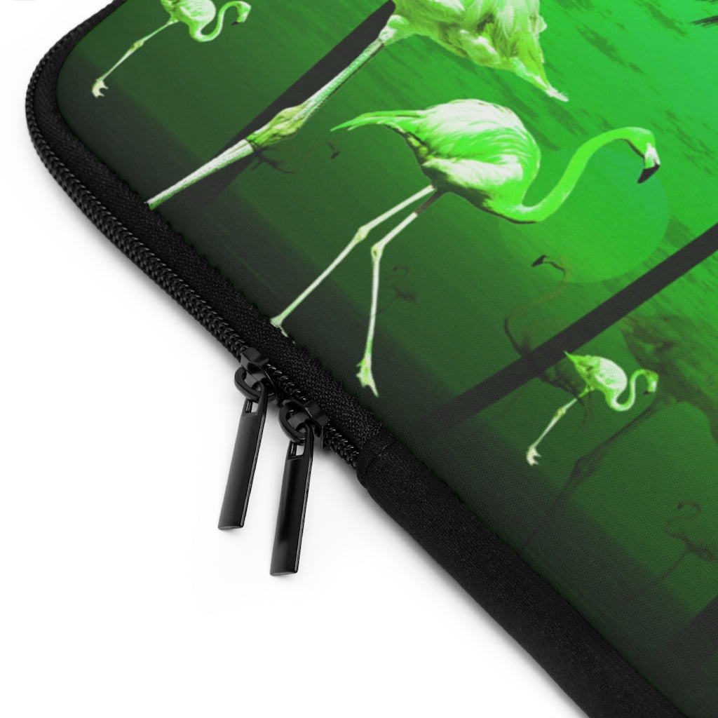 Getrott Green Beach Sunset Flamingos Laptop Sleeve-Laptop Sleeve-Geotrott