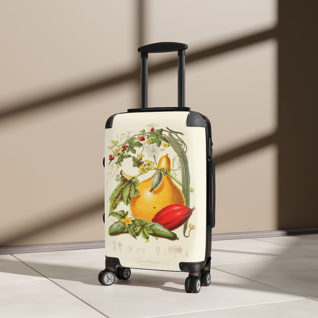 Geotrott Cucumbers Curbitaceal Farm Collection Cabin Suitcase Extended Storage Adjustable Telescopic Handle Double Wheeled Polycarbonate Hard-Shell Built-In Lock