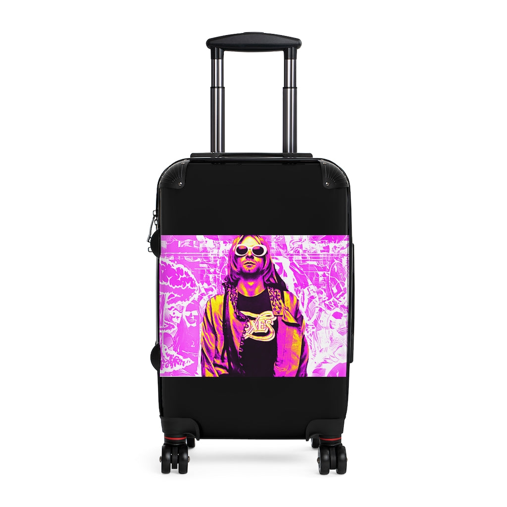 Getrott Nirvana Pink Graffiti Kurt Cobain Punk Cabin Suitcase Extended Storage Adjustable Telescopic Handle Double wheeled Polycarbonate Hard-shell Built-in Lock-Bags-Geotrott