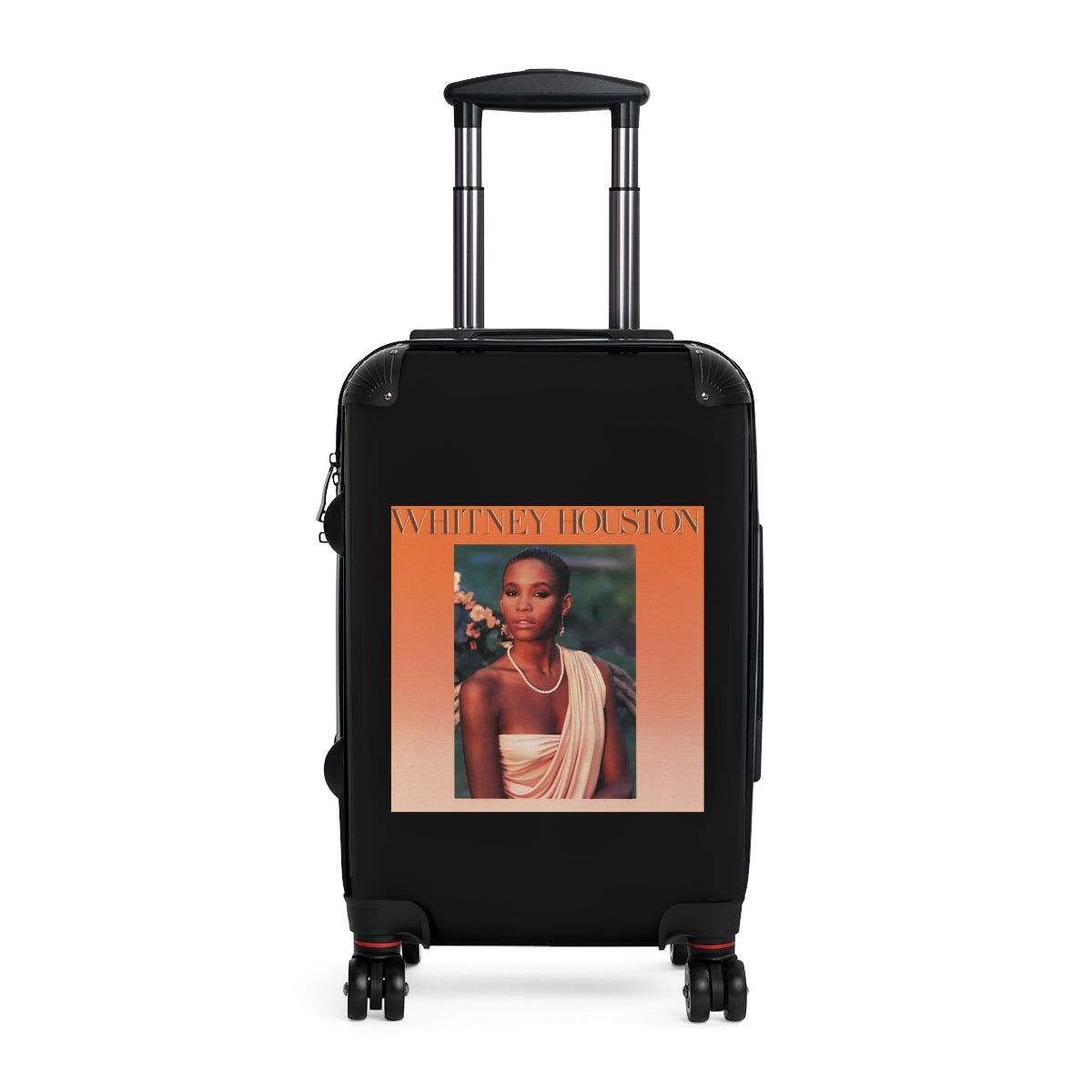 Geotrott Whitney Houston Whitney Houston 1985 Black Cabin Suitcase Extended Storage Adjustable Telescopic Handle Double Wheeled Polycarbonate Hard Shell Built In Lock