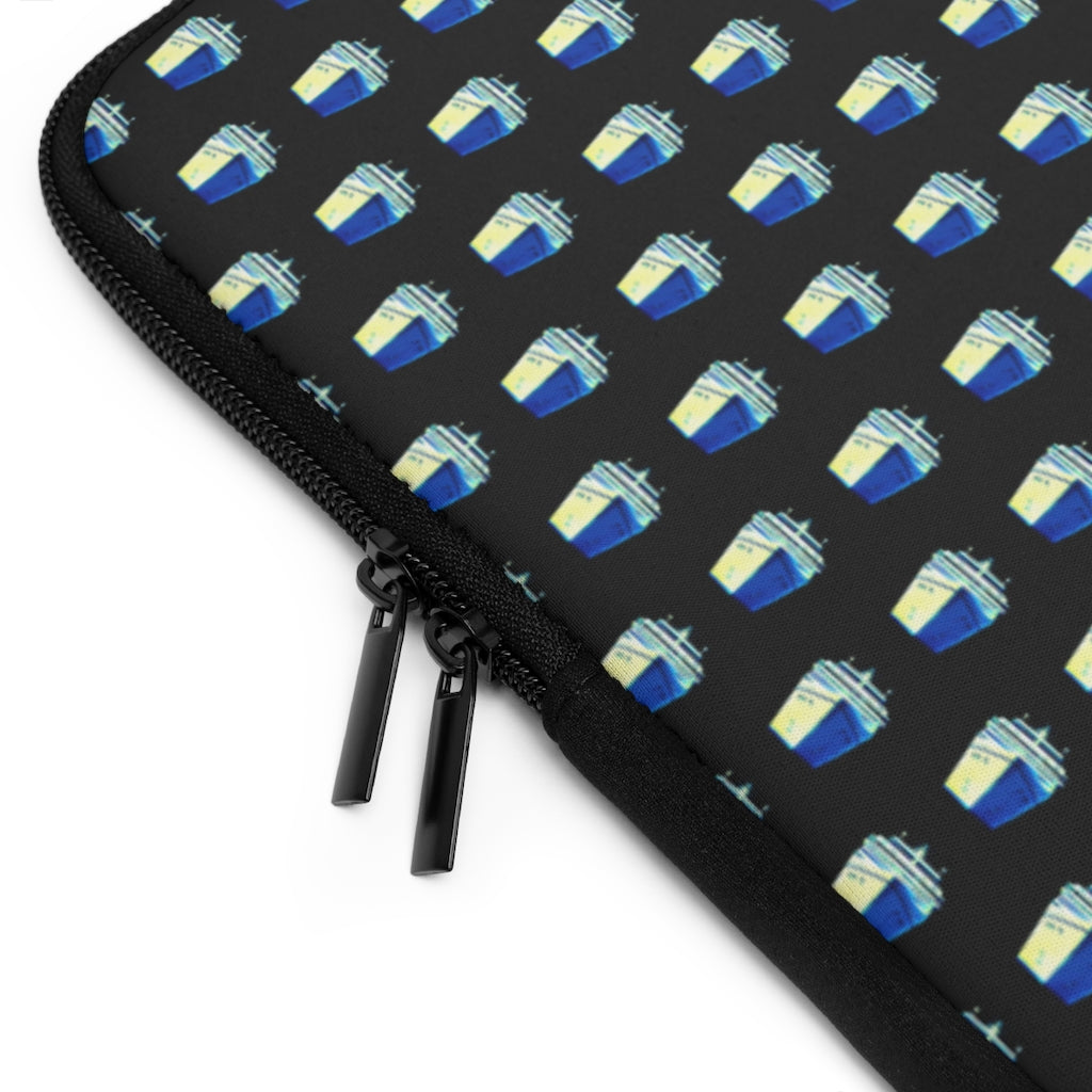 Geotrott Old Blue Cruise Ships Pattern Black Laptop Sleeve