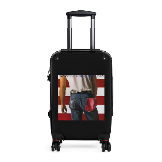 Geotrott Bruce Springstein Born In The Usa Black Cabin Suitcase Extended Storage Adjustable Telescopic Handle Double Wheeled Polycarbonate Hard Shell Built In Lock