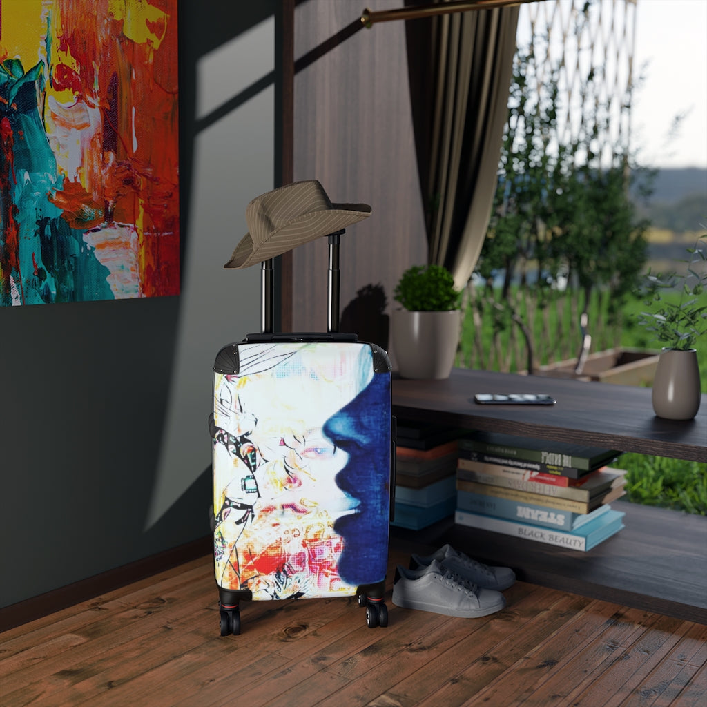 Getrott Eddy Bogaert Graffiti Art Girl Blue Face and Bugs Bunny Cabin Suitcase Extended Storage Adjustable Telescopic Handle Double wheeled Polycarbonate Hard-shell Built-in Lock-Bags-Geotrott