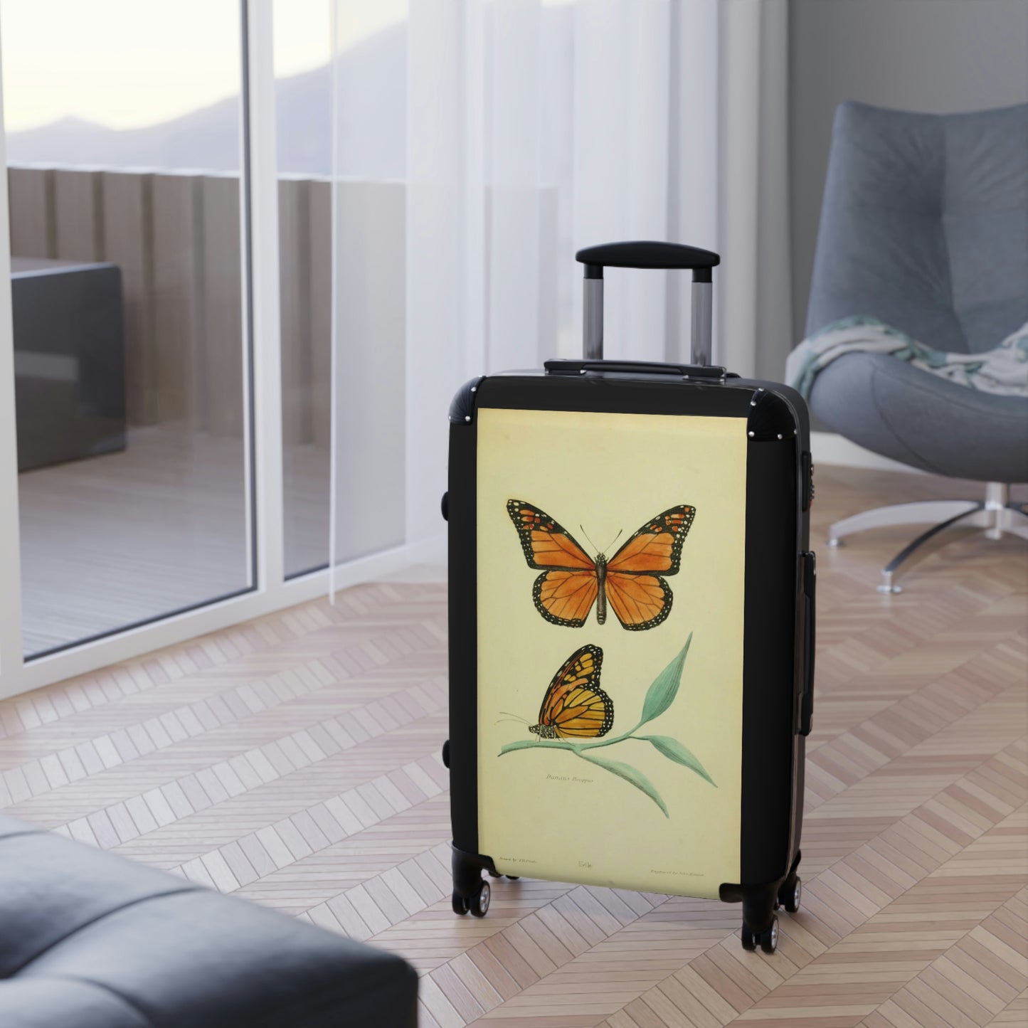 Geotrott Monarch Butterfly Danaus Plexippus Nymphalidae Animalia Lepidoptera Arthropoda Cabin Suitcase Extended Storage Adjustable Telescopic Handle Double Wheeled Polycarbonate Hard-Shell Built-In Lock
