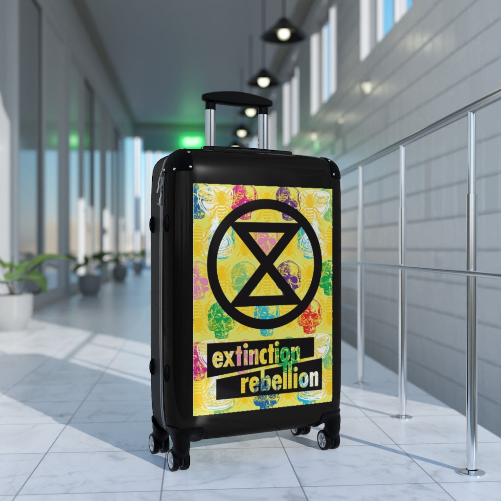 Getrott Extintion Rebellion Poster Black Cabin Suitcase Extended Storage Adjustable Telescopic Handle Double wheeled Polycarbonate Hard-shell Built-in Lock-Bags-Geotrott