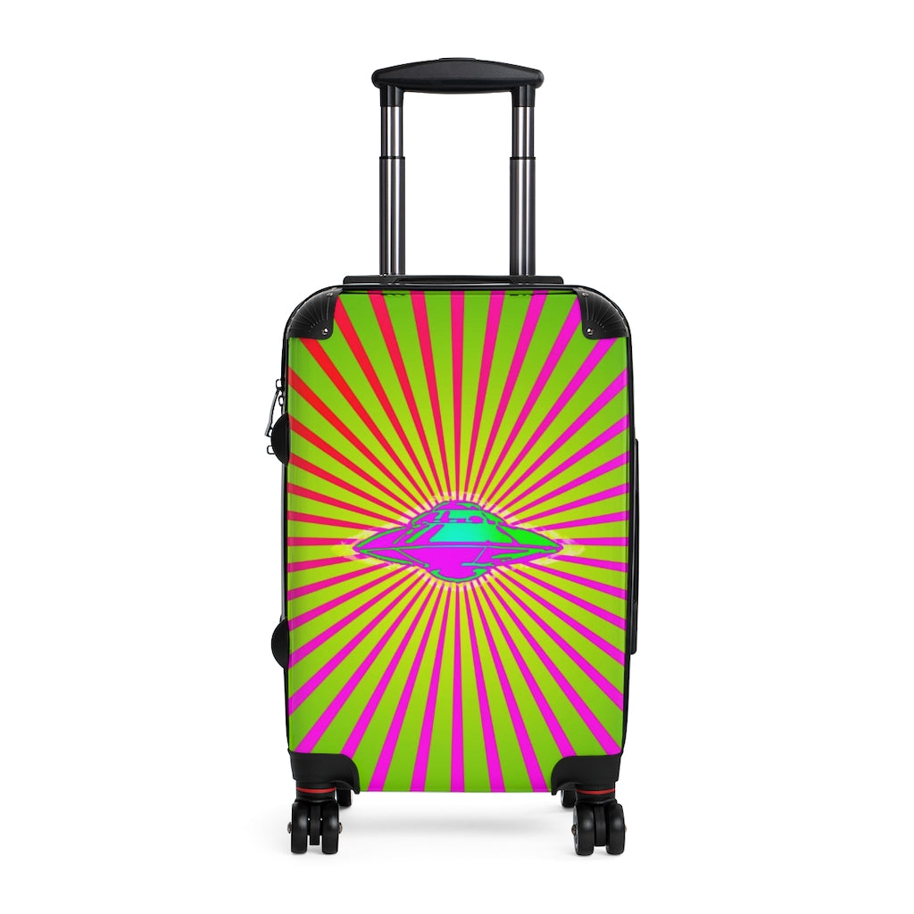 Geotrott Flying Saucer Ufo Alien Yellow Pink Cabin Suitcases Extended Storage Adjustable Telescopic Handle Double Wheeled Polycarbonate Hard-Shell Built-In Lock