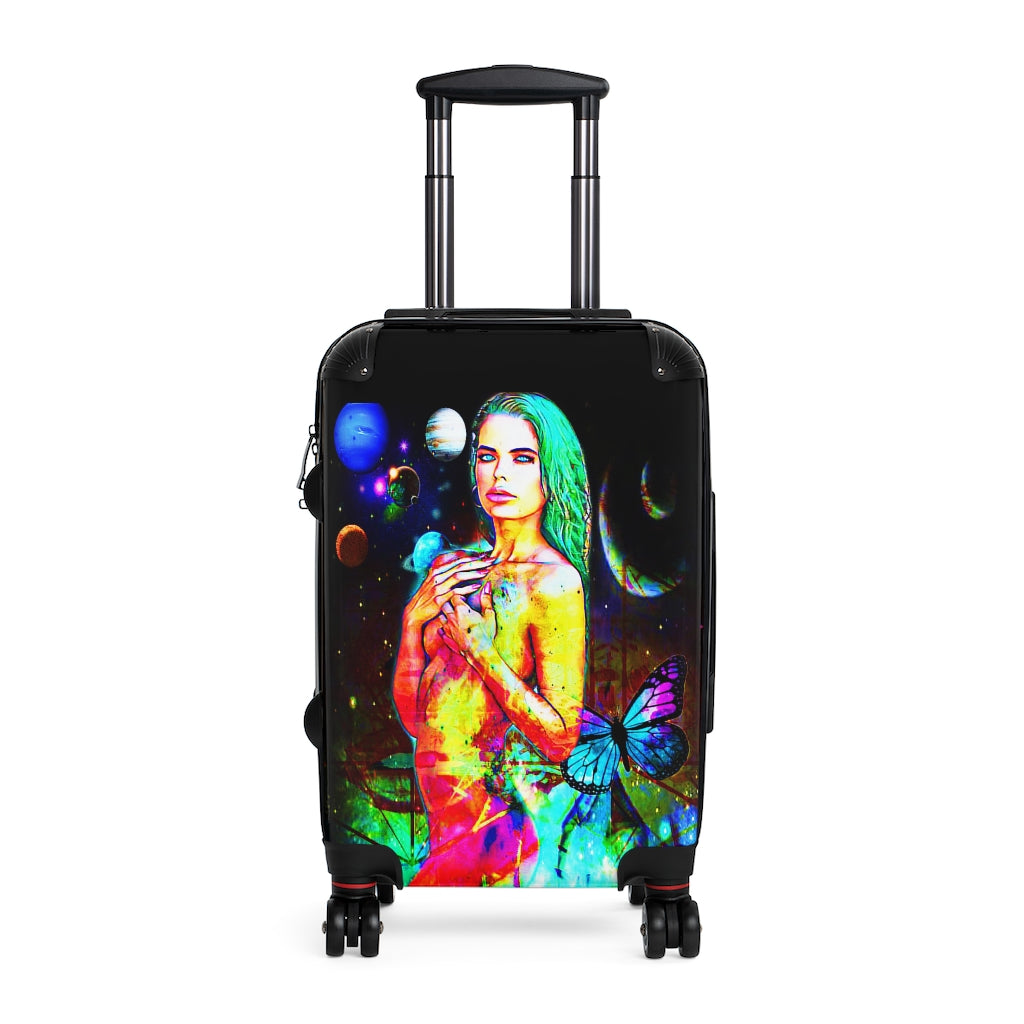 Getrott Night Goddess Super Model Graffiti Art Cabin Suitcase Extended Storage Adjustable Telescopic Handle Double wheeled Polycarbonate Hard-shell Built-in Lock-Bags-Geotrott
