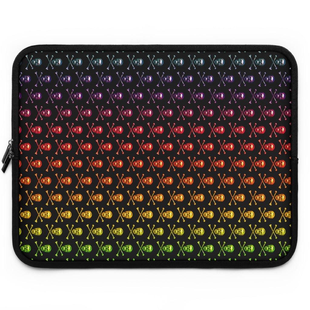 Getrott Raibow Skull and Bones Pattern Black Laptop Sleeve-Laptop Sleeve-Geotrott