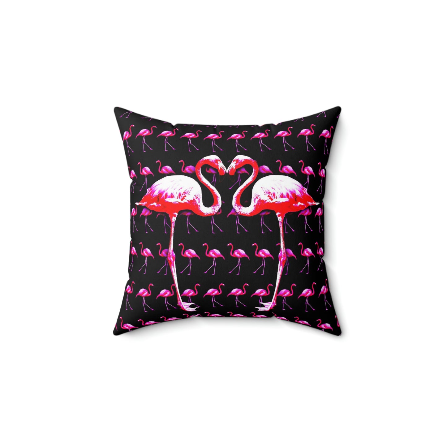 Geotrott Pink Flamingo Birds Kissing Art Spun Polyester Square Pillow