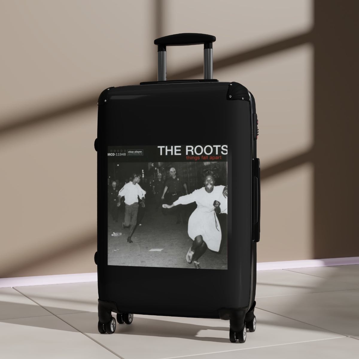 Geotrott The Roots Things Fall Apart 1999 Black Cabin Suitcase Extended Storage Adjustable Telescopic Handle Double Wheeled Polycarbonate Hard Shell Built In Lock