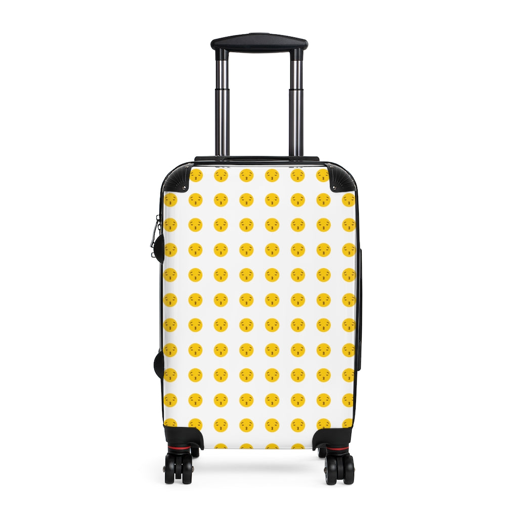 Geotrott Emojis Kissing Face With Closed Eyes Cabin Suitcase Extended Storage Adjustable Telescopic Handle Double Wheeled Polycarbonate Hard-Shell Built-In Lock