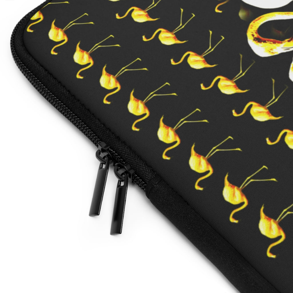 Getrott Yellow Flamingos Kissing Black Laptop Sleeve-Laptop Sleeve-Geotrott