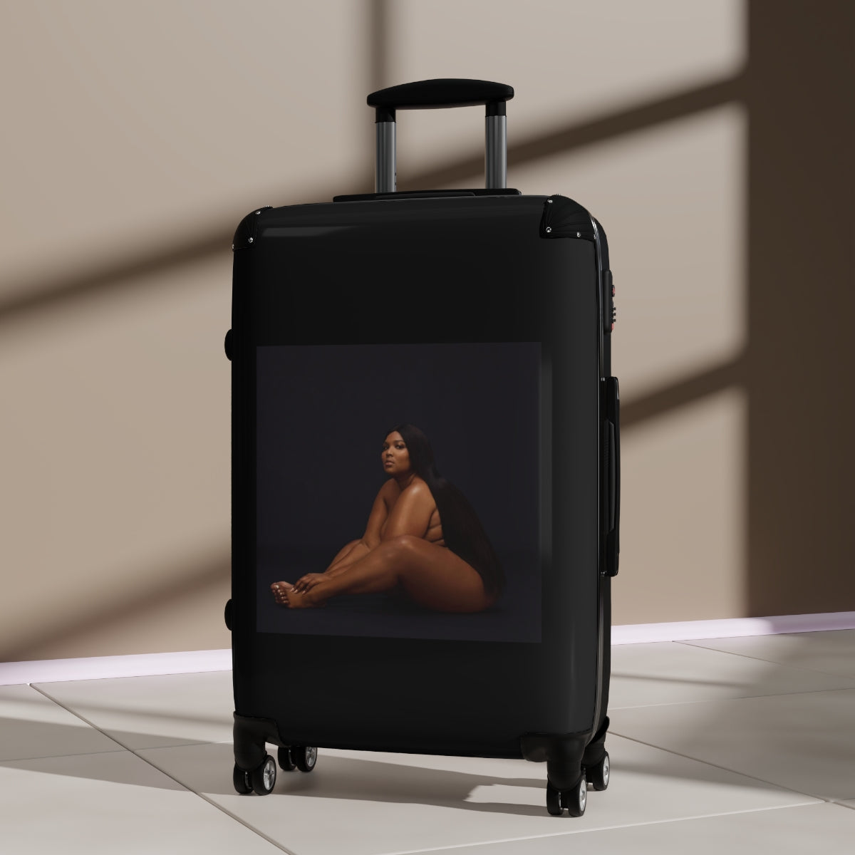 Getrott Lizzo Cuz I Love You 2019 Black Cabin Suitcase Extended Storage Adjustable Telescopic Handle Double wheeled Polycarbonate Hard-shell Built-in Lock-Bags-Geotrott