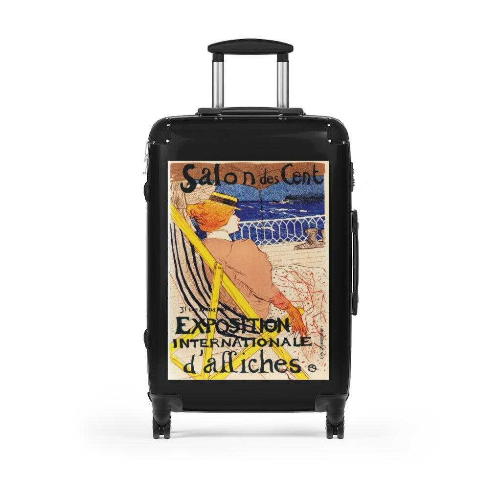 Geotrott Salon De Cent Exposition Internationale Di Affiches World Classic Poster Black Cabin Suitcase Extended Storage Adjustable Telescopic Handle Double Wheeled Polycarbonate Hard-Shell Built-In Lock