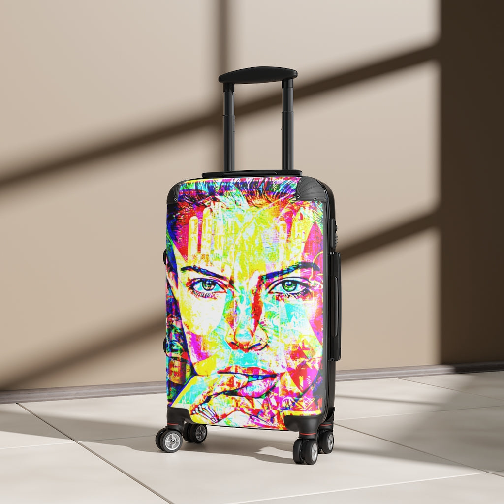Geotrott Isabella Face Graffiti Art Cabin Suitcase Extended Storage Adjustable Telescopic Handle Double Wheeled Polycarbonate Hard-Shell Built-In Lock