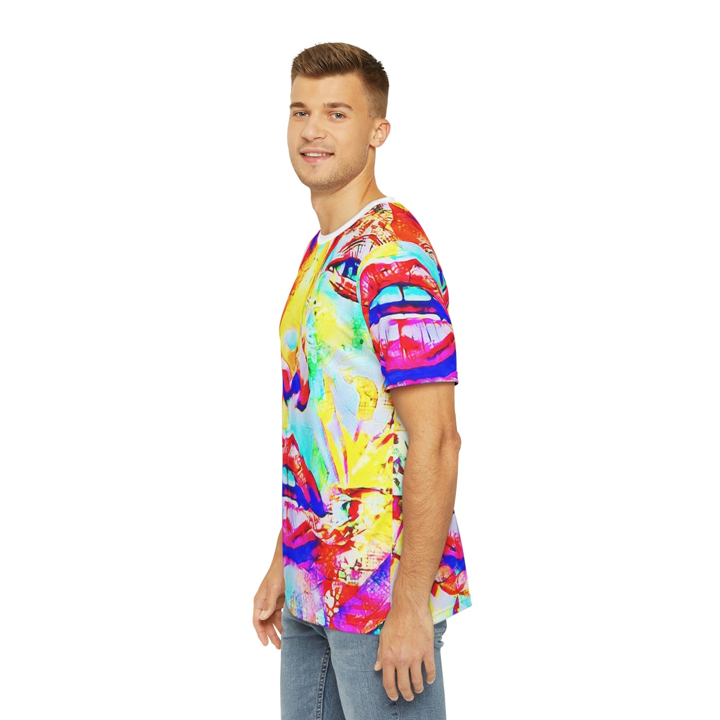 Copy of Copy of Copy of Copy of Copy of Copy of Eddy Bogaert Graffiti Bieber Statue of Liberty Art Men's Polyester Tee (AOP)-All Over Prints-Geotrott
