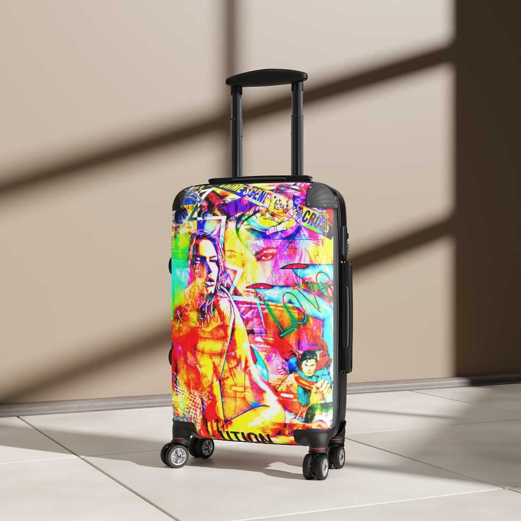 Geotrott Evelyn Face Graffiti Art Cabin Suitcase Extended Storage Adjustable Telescopic Handle Double Wheeled Polycarbonate Hard-Shell Built-In Lock