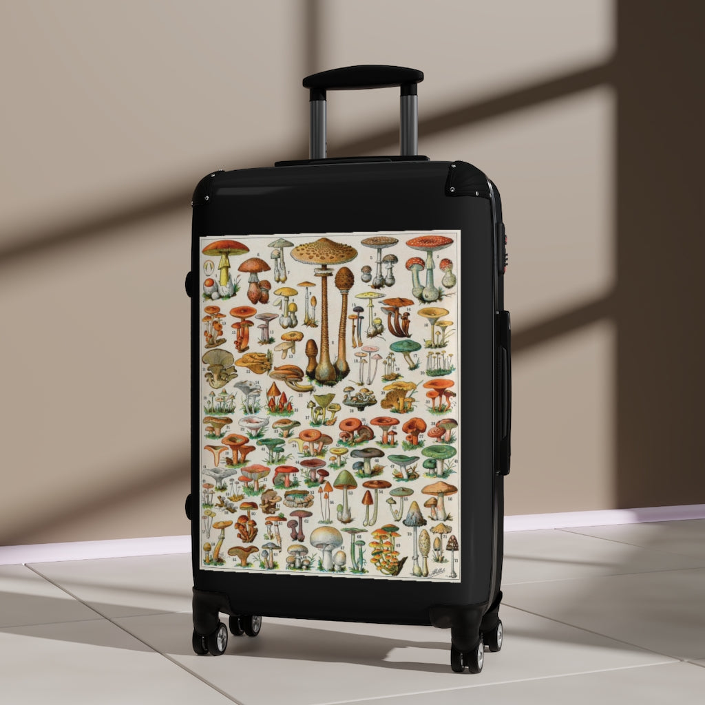 Getrott Mushroom Variaties Old Botanical World Classic Poster Cabin Suitcase Inner Pockets Extended Storage Adjustable Telescopic Handle Inner Pockets Double wheeled Polycarbonate Hard-shell Built-in Lock