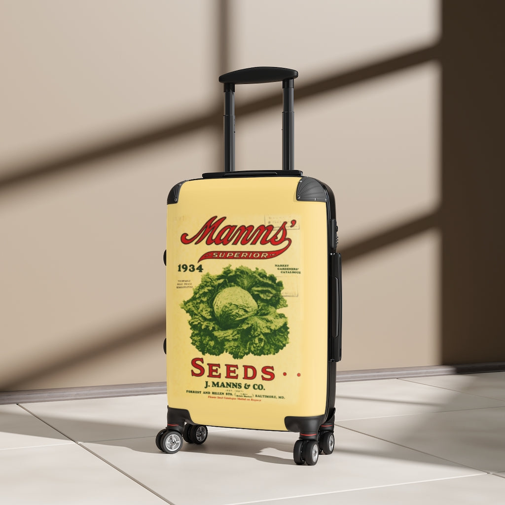 Getrott Manns Superior Seeds Catalogue Farm Collection Cabin Suitcase Extended Storage Adjustable Telescopic Handle Double wheeled Polycarbonate Hard-shell Built-in Lock-Bags-Geotrott