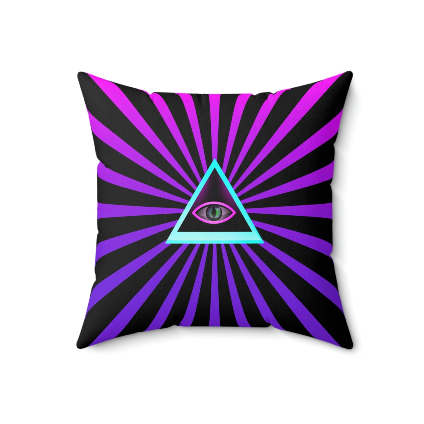 Geotrott lluminati Eye All Seeing Eye with Rays Art Pink Purple Rays Art Spun Polyester Square Pillow-Home Decor-Geotrott
