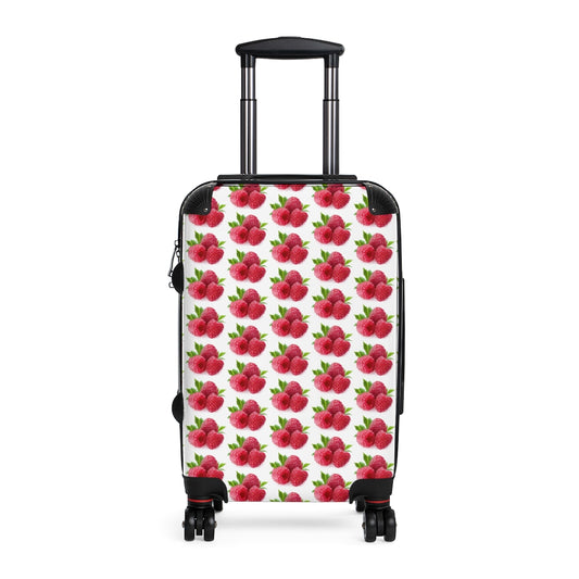 Geotrott Raspberries Fruit Pattern Cabin Suitcase Extended Storage Adjustable Telescopic Handle Double Wheeled Polycarbonate Hard-Shell Built-In Lock