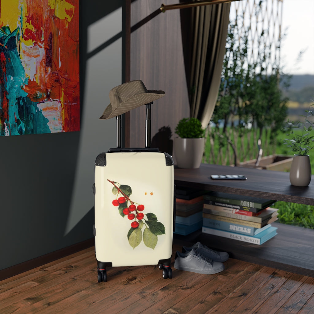 Getrott Cherries Fruit Farm Collection Cabin Suitcase Extended Storage Adjustable Telescopic Handle Double wheeled Polycarbonate Hard-shell Built-in Lock-Bags-Geotrott
