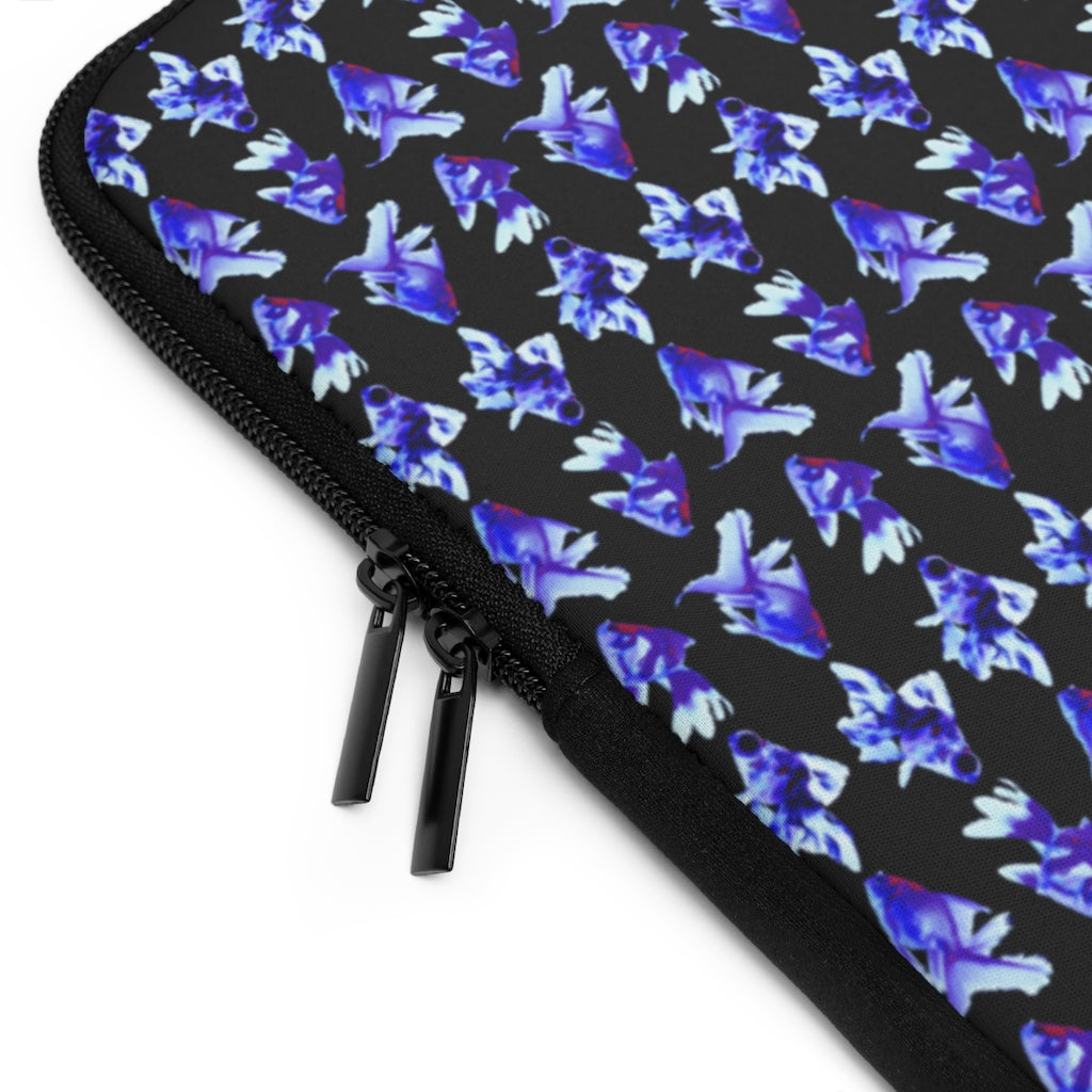Geotrott Blue Goldfish Pattern Black Laptop Sleeve