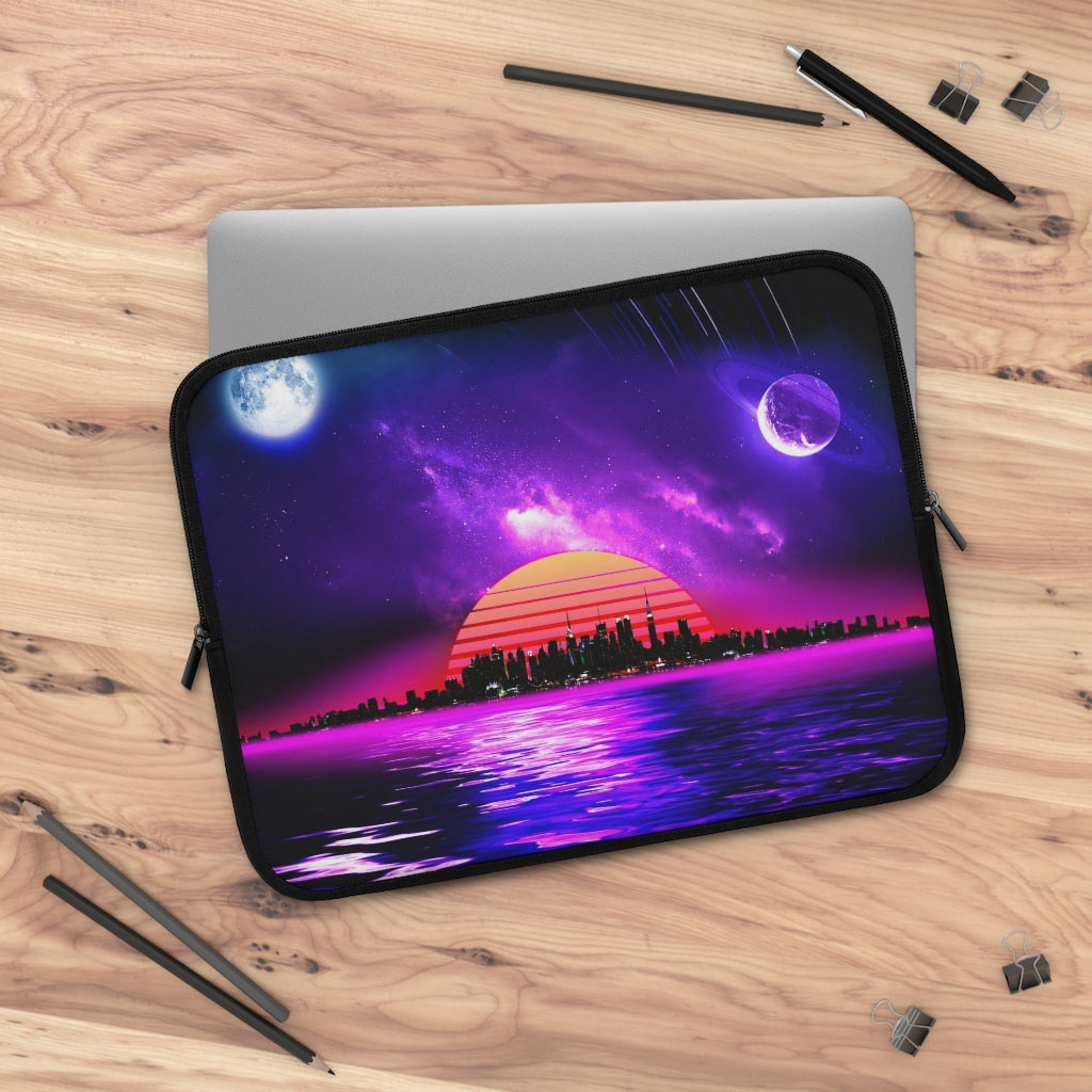 Getrott Space City Sunset Purple Black Laptop Sleeve-Laptop Sleeve-Geotrott