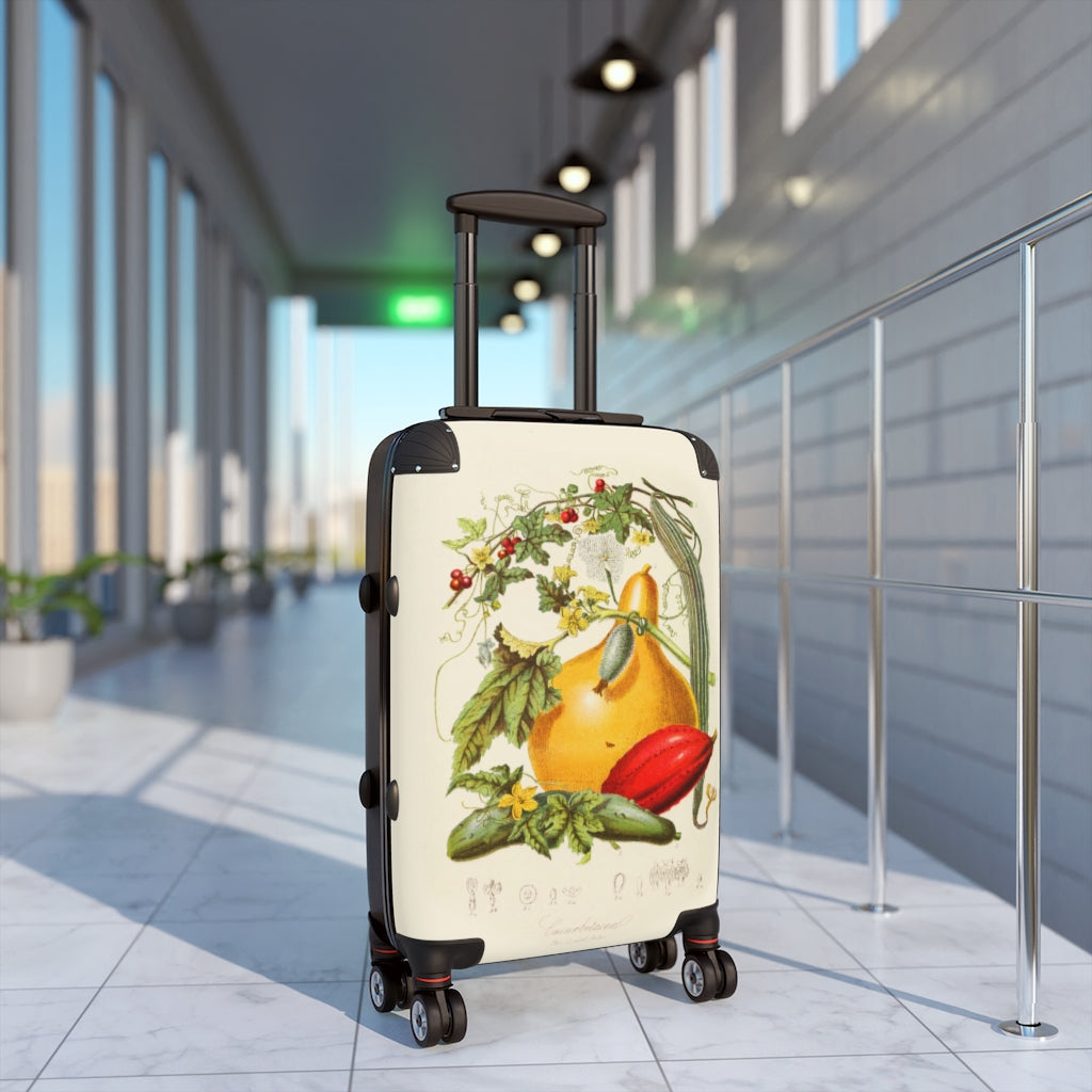 Geotrott Cucumbers Curbitaceal Farm Collection Cabin Suitcase Extended Storage Adjustable Telescopic Handle Double Wheeled Polycarbonate Hard-Shell Built-In Lock