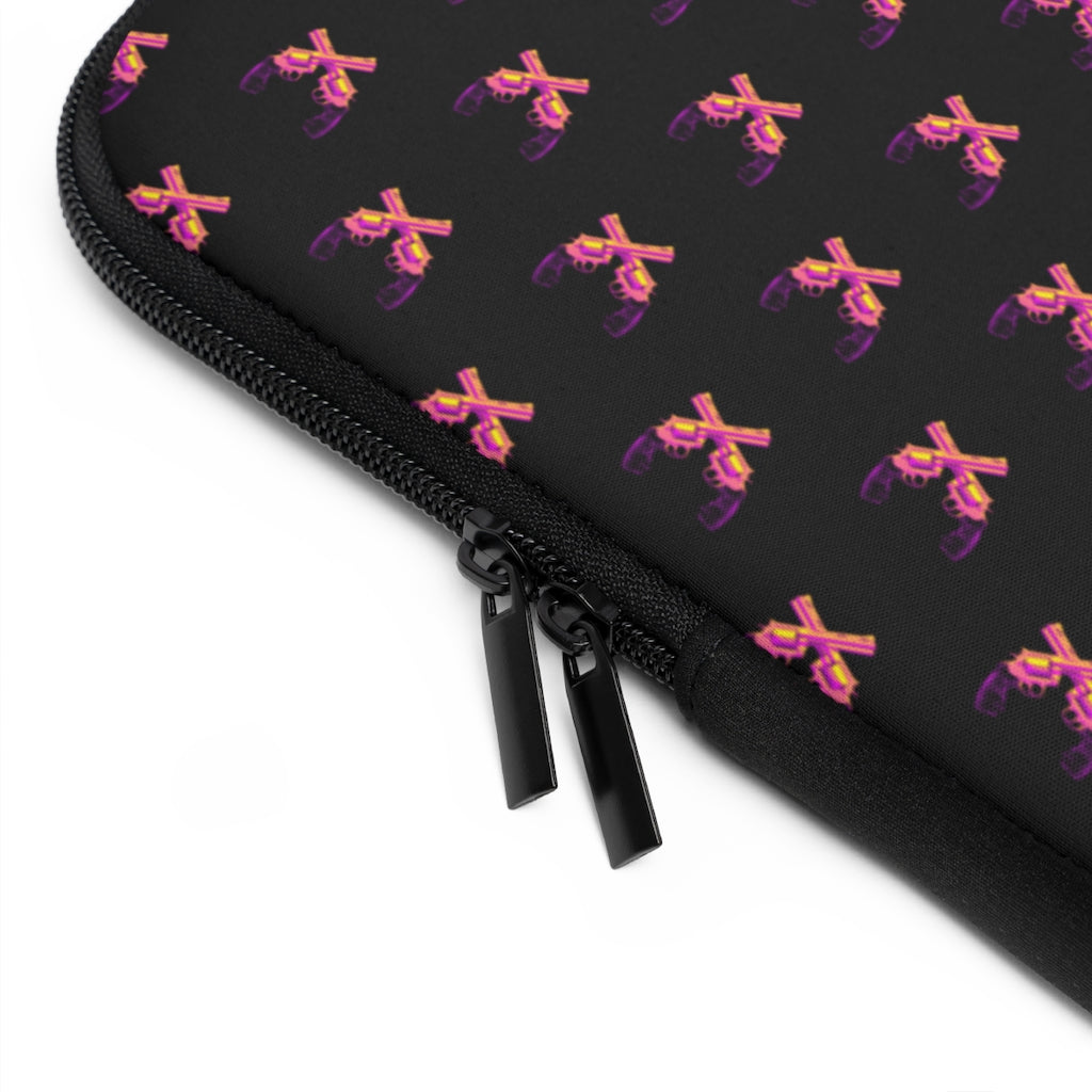 Geotrott Pink Magnum Guns Pattern Black Laptop Sleeve