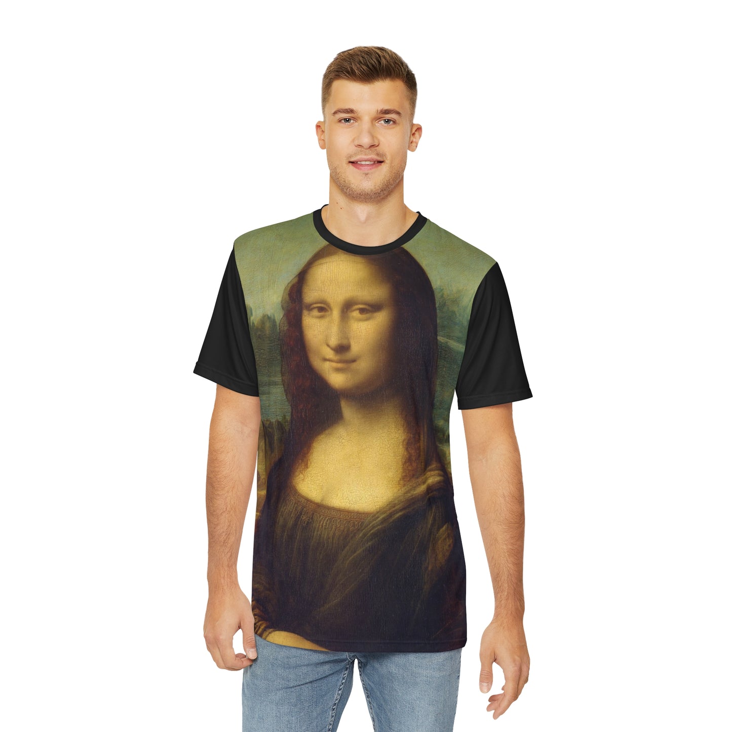 Mona Lisa Painting by Leonardo da Vinci Art Men's Polyester Tee (AOP)-All Over Prints-Geotrott