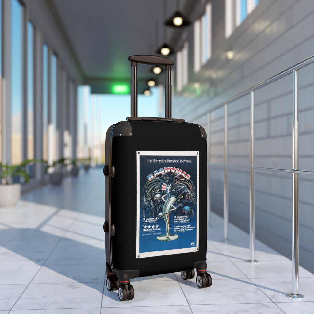 Geotrott Nashville Movie Poster Collection Cabin Suitcase Extended Storage Adjustable Telescopic Handle Double Wheeled Polycarbonate Hard-Shell Built-In Lock