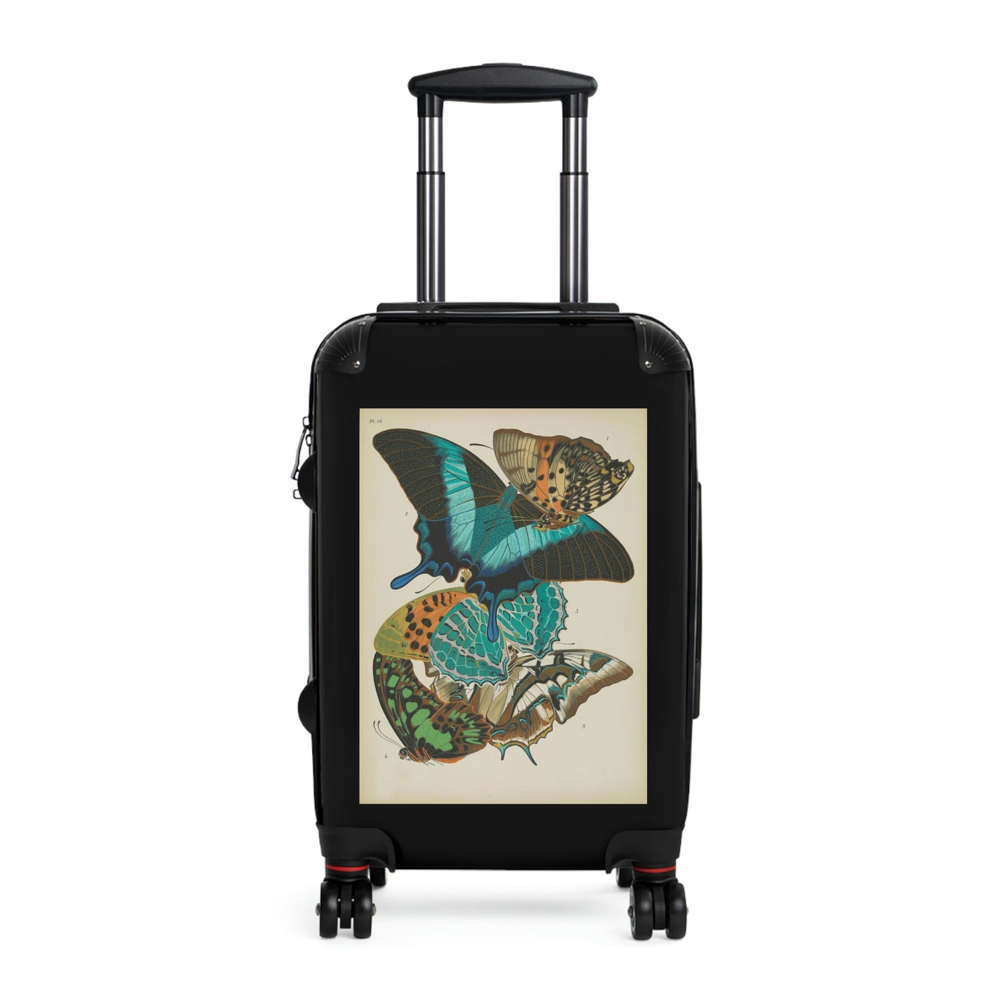 Getrott Butterflies Macrolepidopteran Rhopalocera Lepidoptera Turquoise Colors Cabin Suitcase Rolling Luggage Extended Storage Adjustable Telescopic Handle Double wheeled Polycarbonate Hard-shell Built-in Lock-Bags-Geotrott