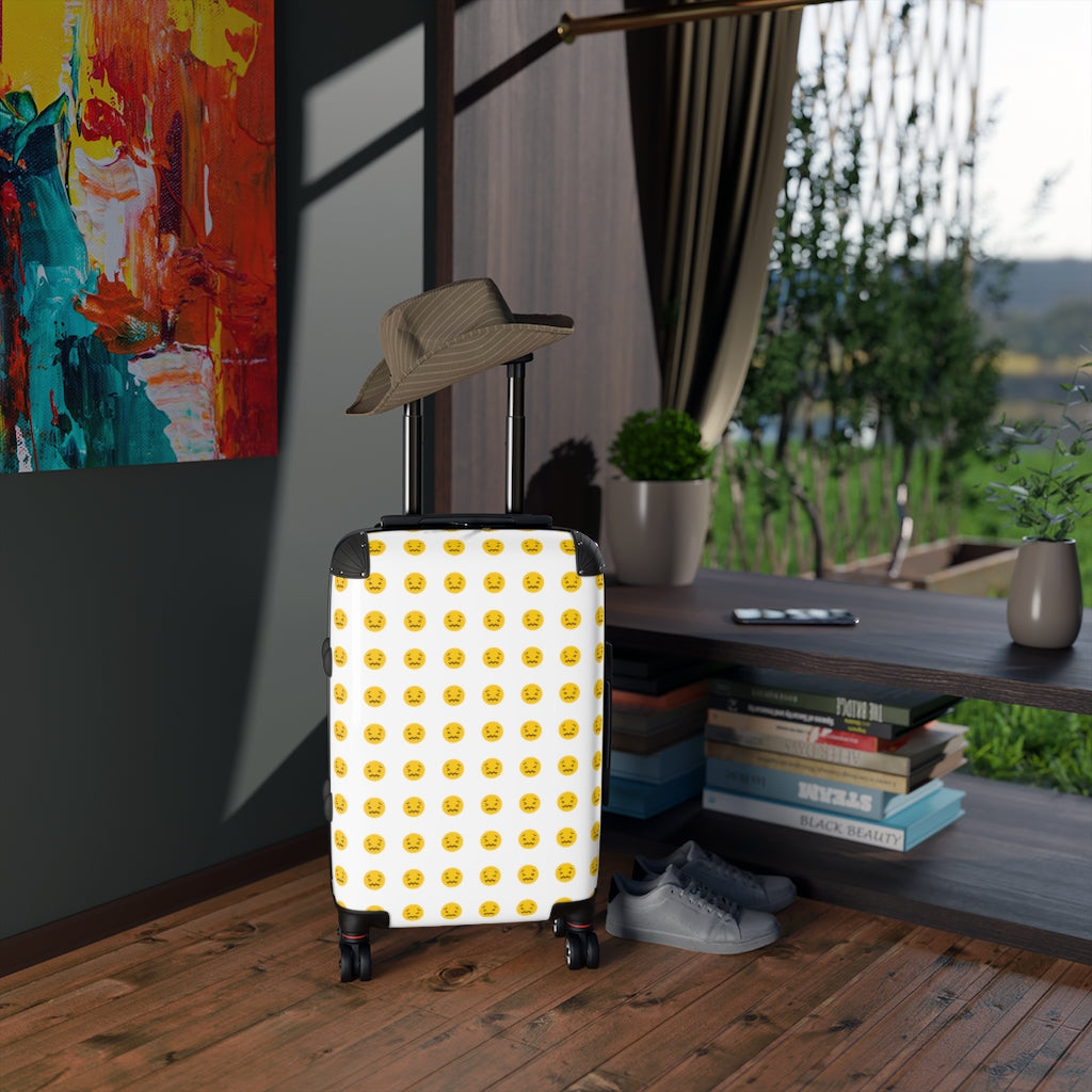 Getrott Emojis Confounded Face Cabin Suitcase Extended Storage Adjustable Telescopic Handle Double wheeled Polycarbonate Hard-shell Built-in Lock-Bags-Geotrott
