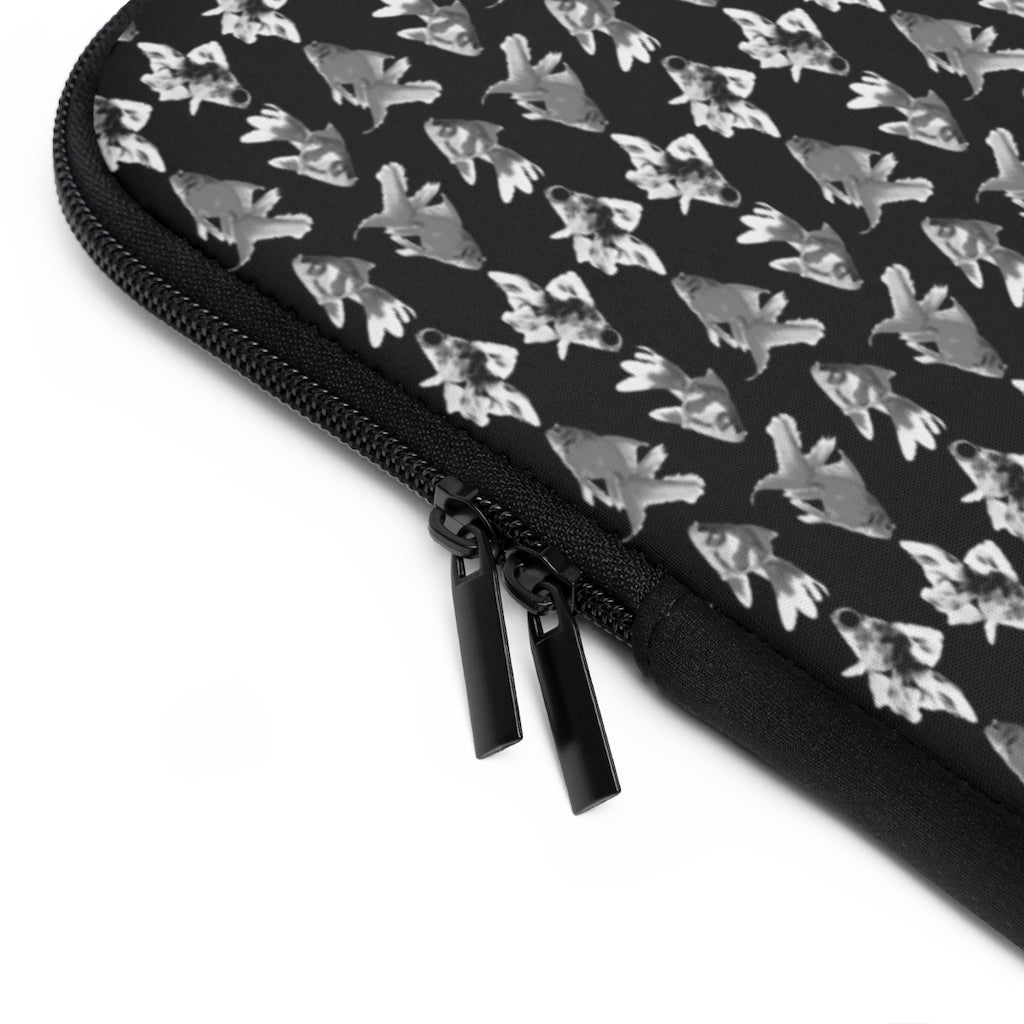 Geotrott Black White Goldfish Pattern Black Laptop Sleeve