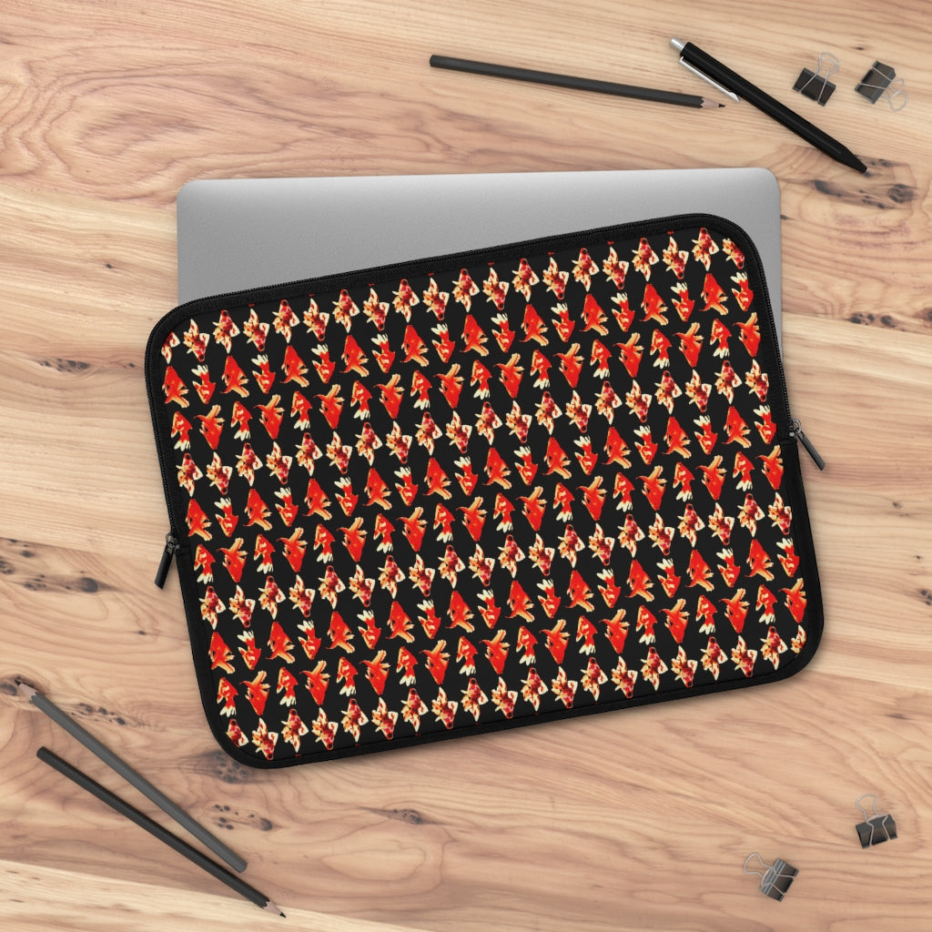 Getrott Red Goldfish Pattern Black Laptop Sleeve-Laptop Sleeve-Geotrott
