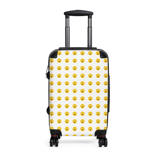 Geotrott Emojis Astonished Face Cabin Suitcase Extended Storage Adjustable Telescopic Handle Double Wheeled Polycarbonate Hard-Shell Built-In Lock